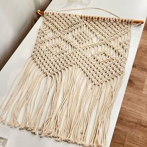 Cream Tapestry with Intricate Macrame Design